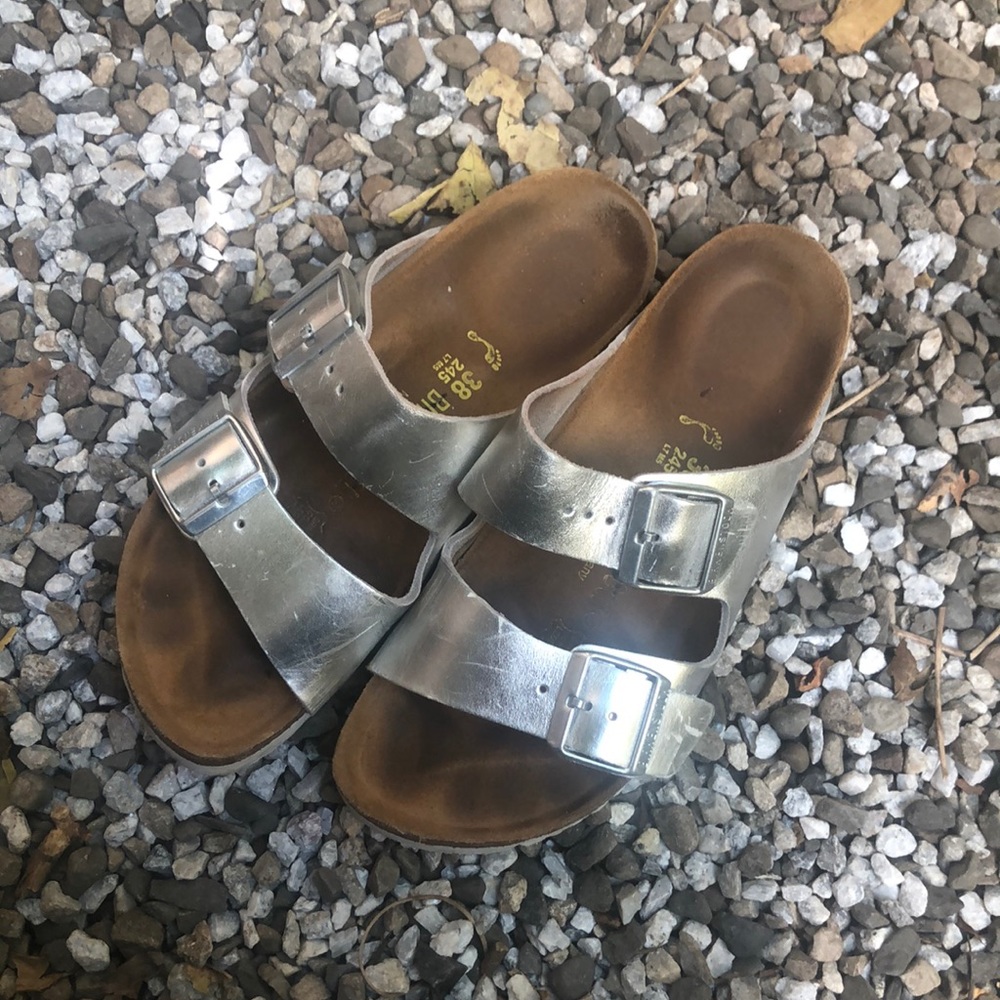 Silver Metallic Birkenstock Arizona